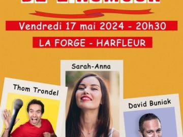 La semaine prochaine à Harfleur, ne manquez pas La Grande Nuit de l'Humour avec Sarah-Anna Humoriste David Buniak et Thom Trondel ! Rdv à La Forge Harfleur 😍😍😍